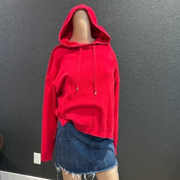 Calvin Klein Red Knit Hoodie Pullover Sweater Women’s Size S - Picture 1 of 7